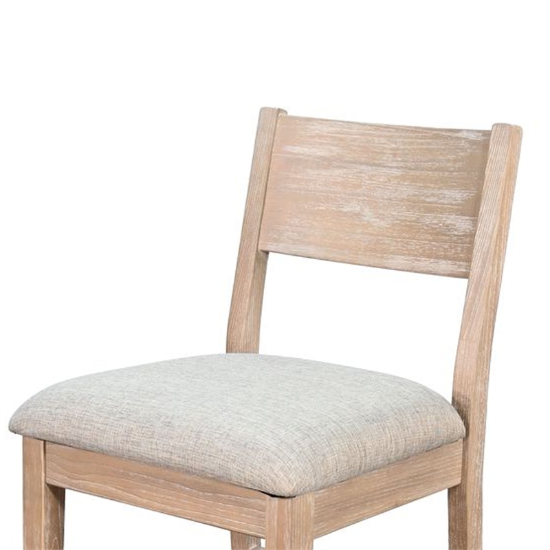 Benjara Casy Counter Height Chair Set of 2-Gray Cushion-Natural Brown Solid Wood