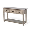 Benjara Camie Sofa Console Table- 48 Inch- 3 Drawers- Gray Solid Mahogany