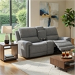 Benjara Cote Loveseat- Power Reclining- Gray Boucle- Center Console- 73 Inch