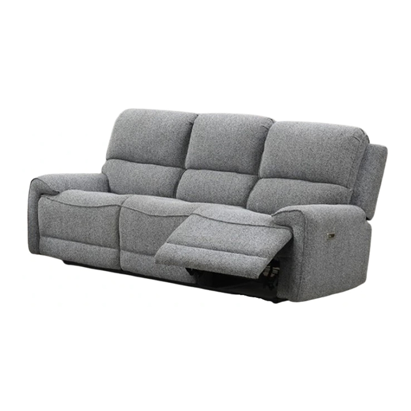 Benjara Cote Sofa- Power Reclining- Gray Boucle- USB Charging Ports- 83 Inch