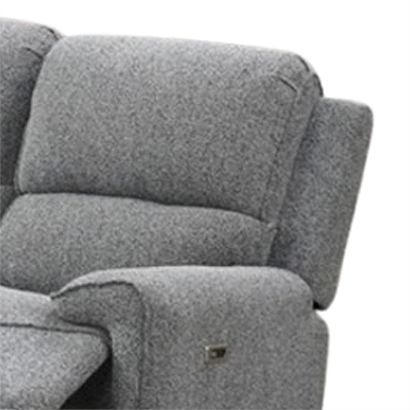 Benjara Cote Sofa- Power Reclining- Gray Boucle- USB Charging Ports- 83 Inch
