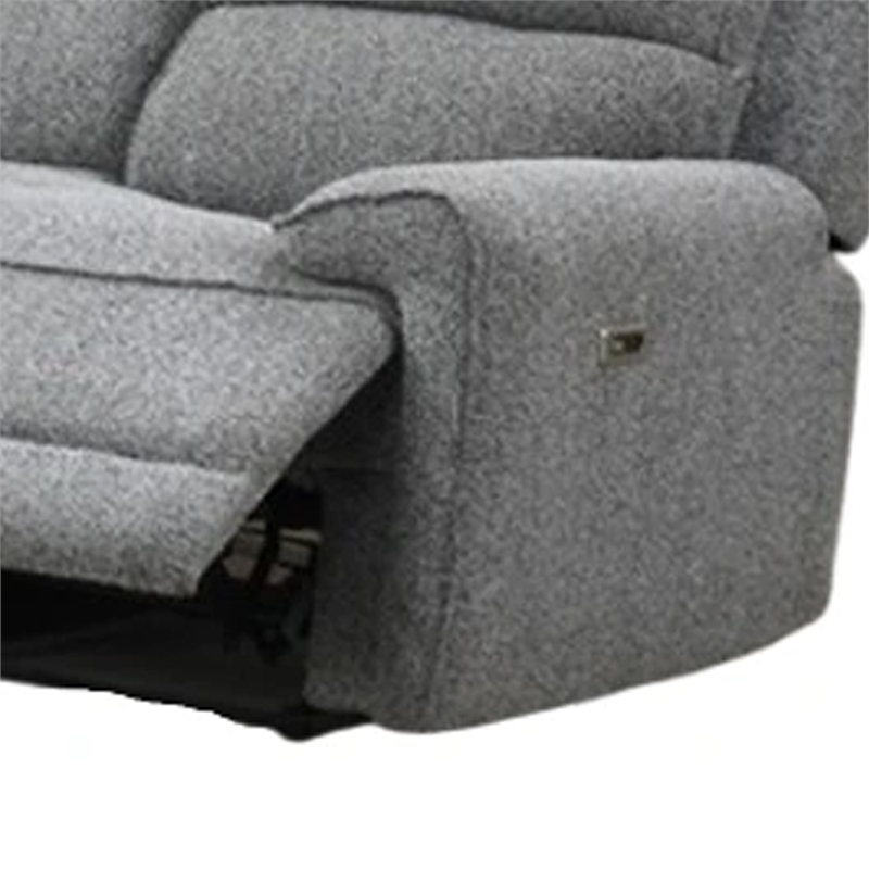 Benjara Cote Sofa- Power Reclining- Gray Boucle- USB Charging Ports- 83 Inch