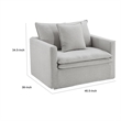 Benjara Rutu Accent Oversize Armchair- 1 Pillow- Light Gray Padded Linen