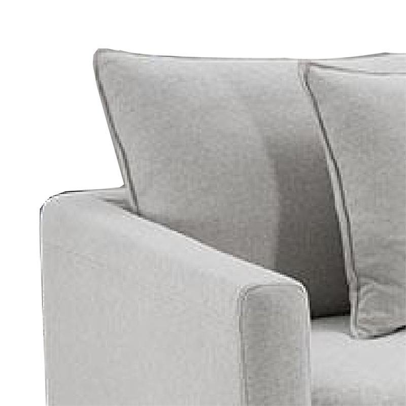 Benjara Rutu Accent Oversize Armchair- 1 Pillow- Light Gray Padded Linen