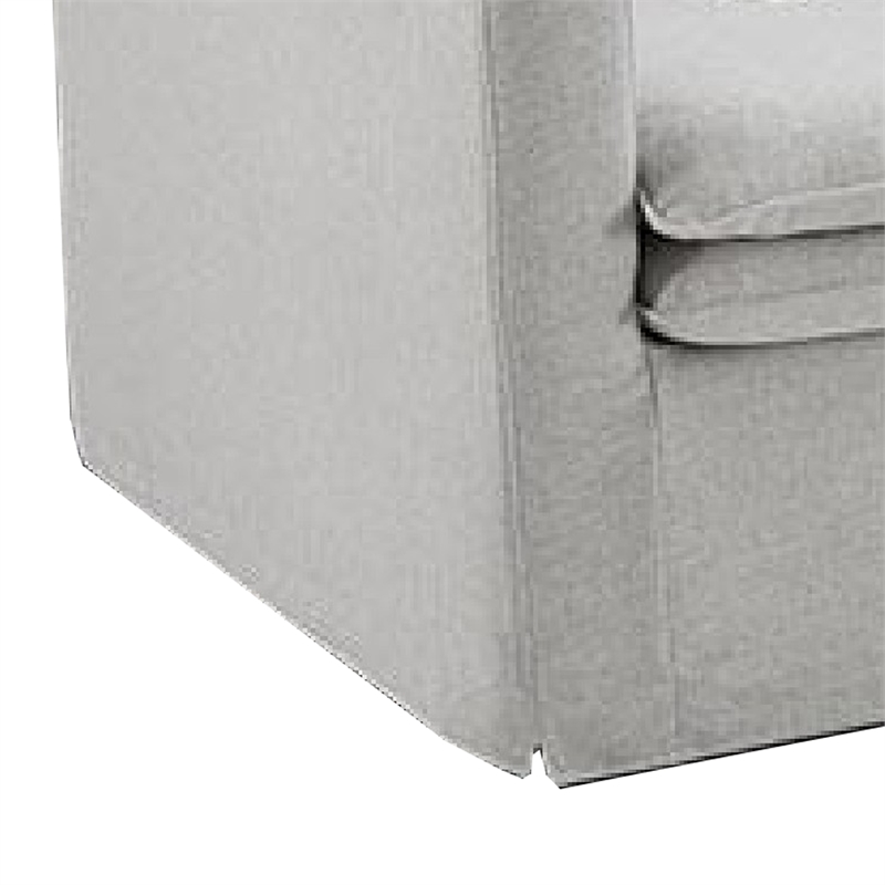Benjara Rutu Accent Oversize Armchair- 1 Pillow- Light Gray Padded Linen