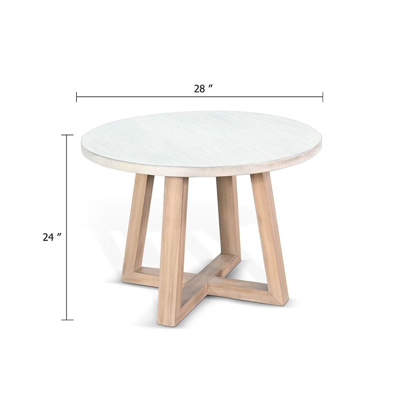 Benjara Dilly Side End Table- Cross Pedestal Base- Light Gray- 28