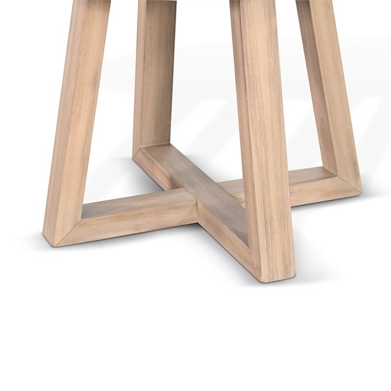 Benjara Dilly Side End Table- Cross Pedestal Base- Light Gray- 28