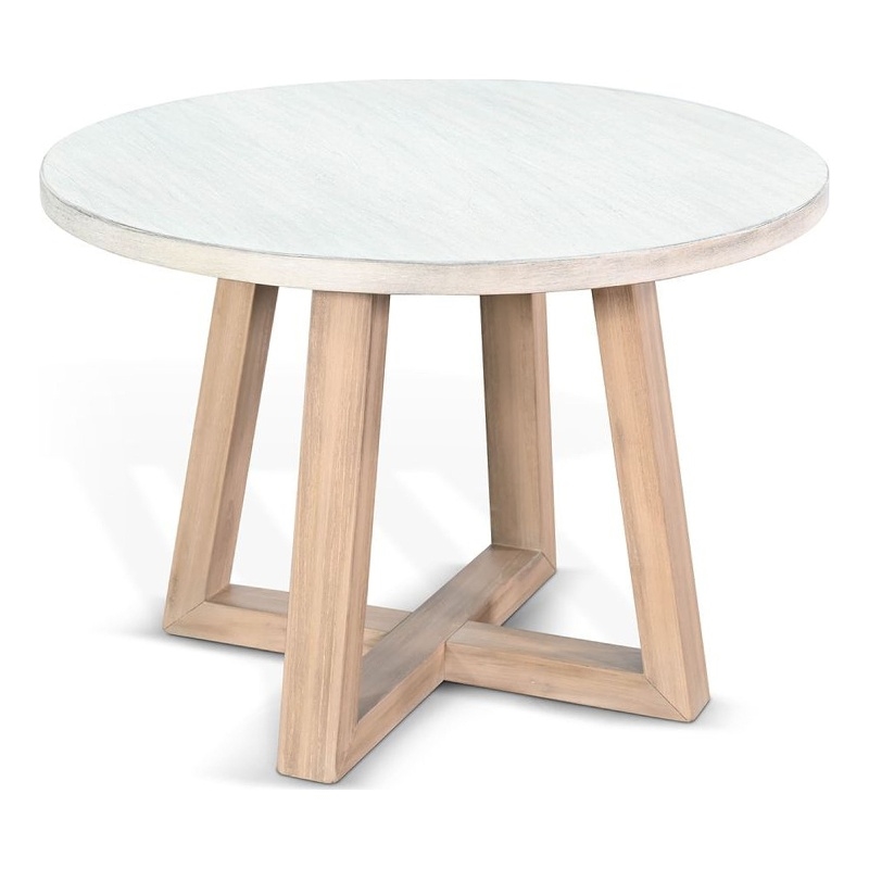 Benjara Dilly Side End Table- Cross Pedestal Base- Light Gray- 28