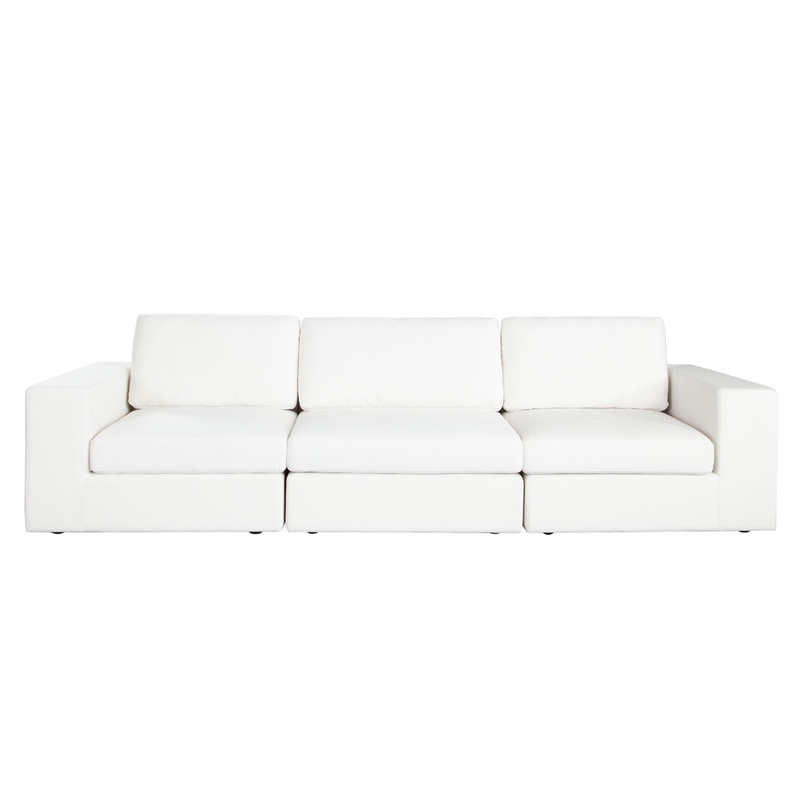 Benjara Lipi 3pc Modular Sofa Set- Mist White- 120