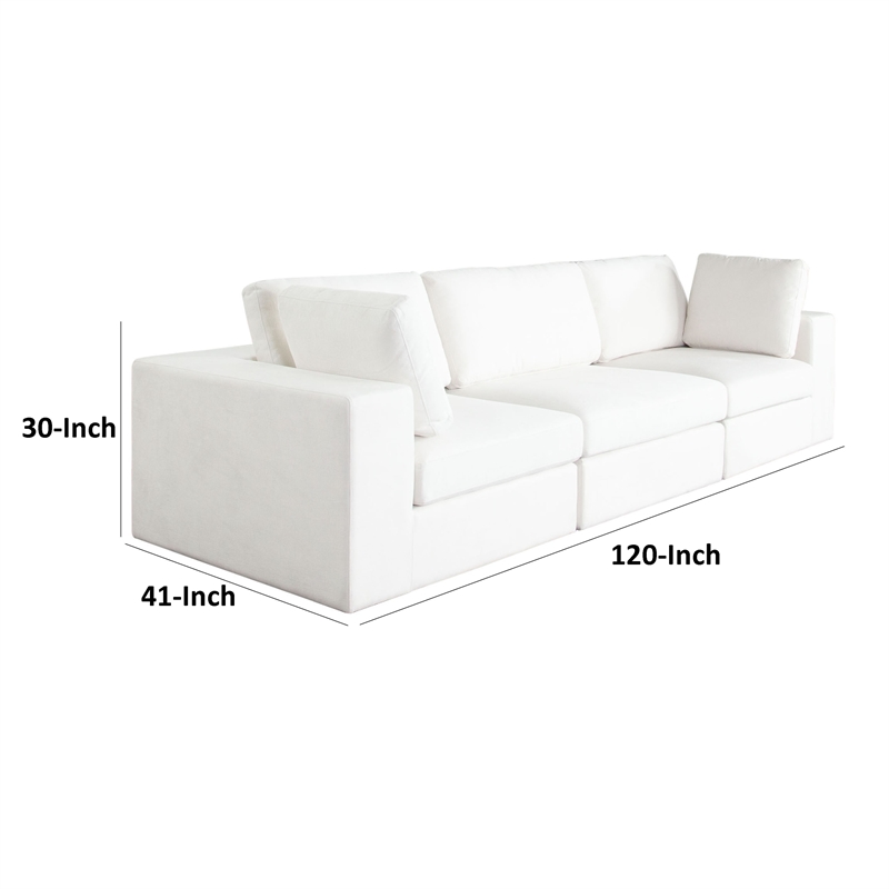 Benjara Lipi 3pc Modular Sofa Set- Mist White- 120