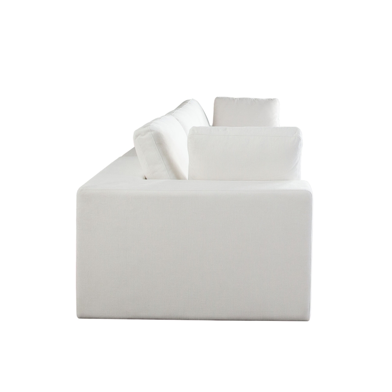 Benjara Lipi 3pc Modular Sofa Set- Mist White- 120