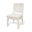 Benjara Zemi Dining Chair Set of 2- Rattan Back- Beige- Light Gray Solid Wood