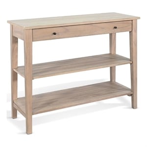 Benjara Pela Sofa Console Table- 42&quot Top- 2 Shelves- Natural Brown Solid Wood