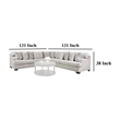 Benjara Ven Sectional Sofa- Beige Chenille- 10 Throw Pillows- 131 Inch