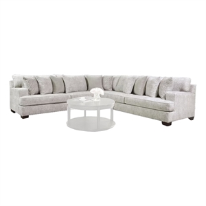 Benjara Ven Sectional Sofa- Beige Chenille- 10 Throw Pillows- 131 Inch