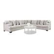 Benjara Ven Sectional Sofa- Beige Chenille- 10 Throw Pillows- 131 Inch