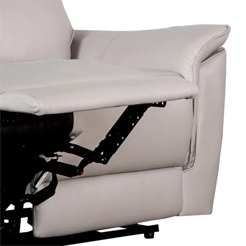 Benjara Lenne Loveseat- Taupe Gray Faux Leather- Manual Recliner- 63 Inch