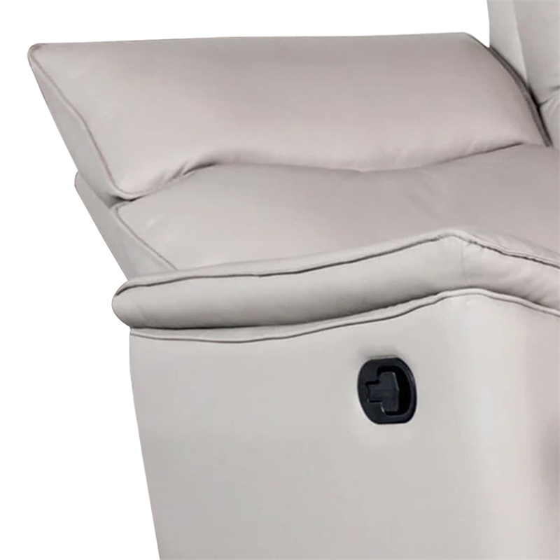 Benjara Lenne Loveseat- Taupe Gray Faux Leather- Manual Recliner- 63 Inch