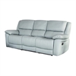 Benjara Larus Sofa- Manual Reclining Mechanism- Blue Faux Leather- 82 Inch