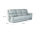 Benjara Larus Sofa- Manual Reclining Mechanism- Blue Faux Leather- 82 Inch