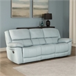 Benjara Larus Sofa- Manual Reclining Mechanism- Blue Faux Leather- 82 Inch