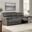 Benjara Larus Sofa- Manual Reclining Mechanism- Dark Gray Faux Leather- 82 Inch