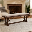 Benjara Yael Industrial Bench- Trestle Base- 70