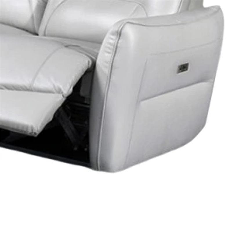 Benjara Teren Power Recliner Sofa- 86 Inch- Contemporary Gray Grain Leather