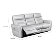 Benjara Teren Power Recliner Sofa- 86 Inch- Contemporary Gray Grain Leather