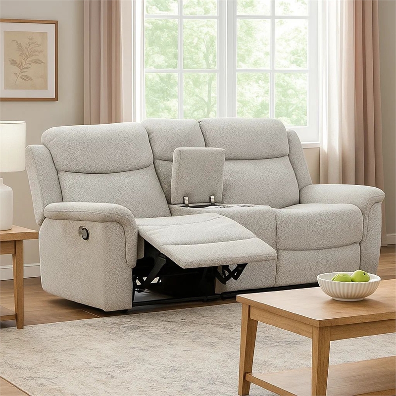 Benjara Teren Power Recliner Sofa- 86 Inch- Contemporary Gray Grain Leather
