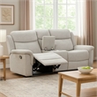 Benjara Teren Power Recliner Sofa- 86 Inch- Contemporary Gray Grain Leather