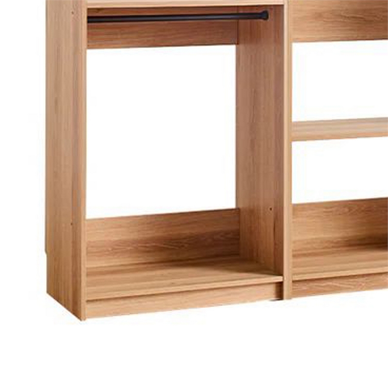 Benjara Dee Modular Freestanding Closet System- 4 Hanging Rods- 6 Shelves- Brown