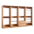 Benjara Dee Modular Freestanding Closet System- 4 Hanging Rods- 6 Shelves- Brown