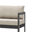 Benjara Lea Patio Sofa and Coffee Table Set- Open Storage Shelf- Black Aluminium