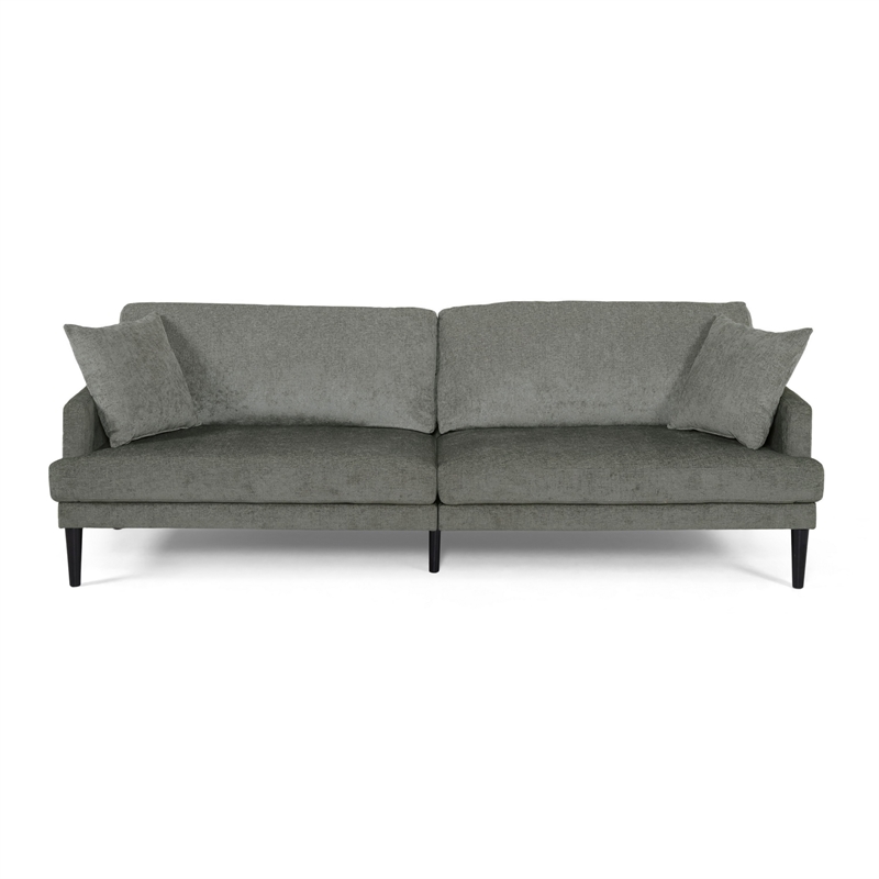 Benjara Foli Sofa- 96 Inch- Rubberwood Tapered Legs- Transitional Taupe Gray