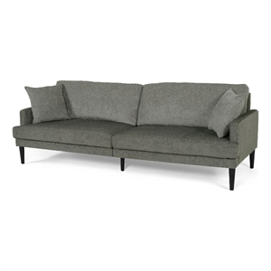 Benjara Foli Sofa- 96 Inch- Rubberwood Tapered Legs- Transitional Taupe Gray