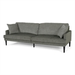 Benjara Foli Sofa- 96 Inch- Rubberwood Tapered Legs- Transitional Taupe Gray
