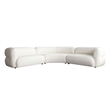 Benjara Micy 3pc Sectional Sofa- 3 Accent Pillows- Textured Ivory Polyester
