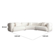 Benjara Micy 3pc Sectional Sofa- 3 Accent Pillows- Textured Ivory Polyester