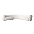 Benjara Micy 3pc Sectional Sofa- 3 Accent Pillows- Textured Ivory Polyester