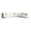 Benjara Micy 3pc Sectional Sofa- 3 Accent Pillows- Textured Ivory Polyester
