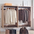 Benjara Vedz Wall Mount Closet Set- 1 Shelf 5 Hanging Rods- Oak Brown Melamine