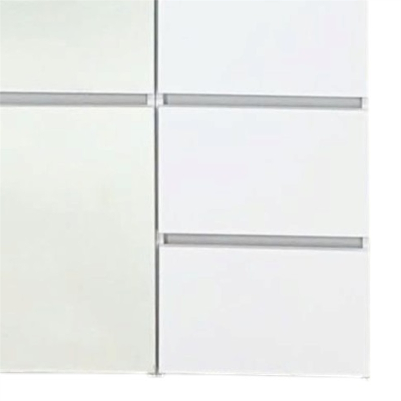 Benjara Ely Closet Cabinet Set- 2 Mirror Doors- 8 Drawers- 71 Inch- White Wood