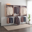 Benjara Vedz Wall Mounted Closet Set- 6 Hanging Rods- Oak Brown Melamine