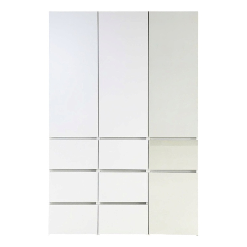 Benjara Ely Closet Cabinet Set- Mirrored Front- 7 Drawers- 71 Inch- White Wood