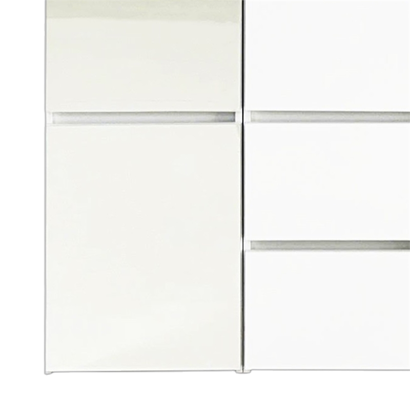 Benjara Ely Closet Cabinet Set- Double Mirror Doors- 5 Drawers- 71 Inch- White