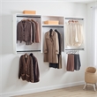 Benjara Vedz Wall Mount Closet Set- 1 Center Shelf 5 Hanging Rods- White