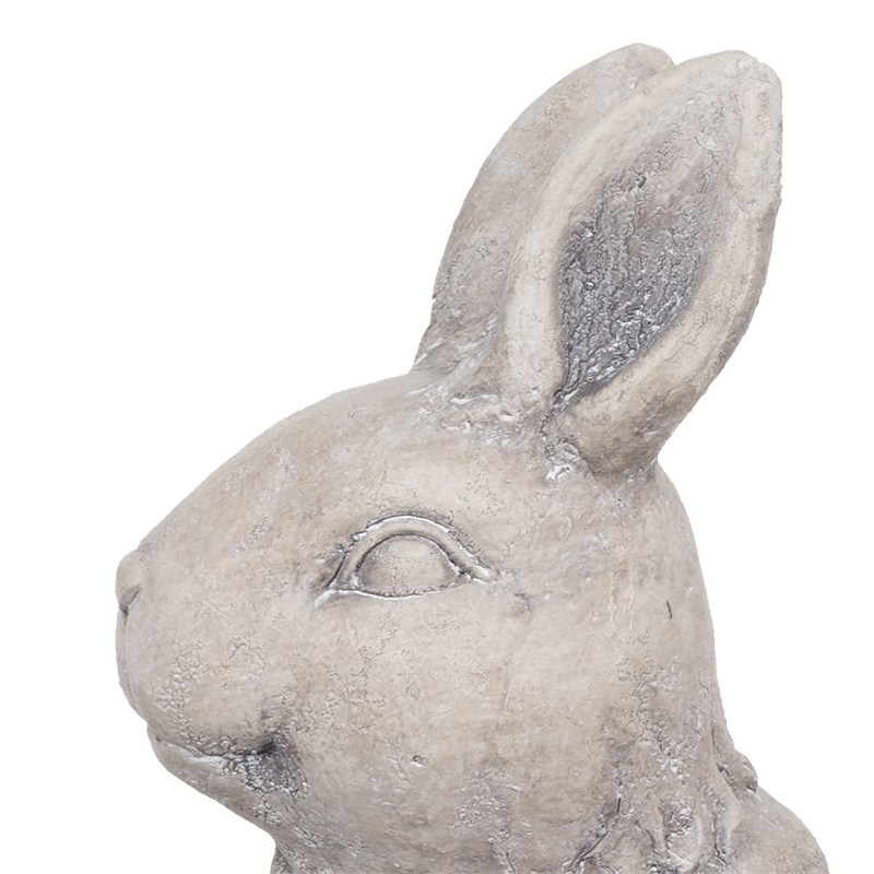 Benjara Antique Styled Raw Textured Polyresin Standing Rabbit Planter- Gray