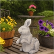 Benjara Antique Styled Raw Textured Polyresin Standing Rabbit Planter- Gray