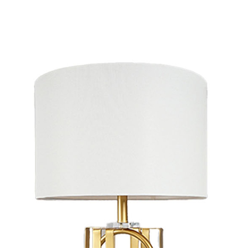 Benjara Limy 2pc Table Lamp Set- White Shade- Gold and Chrome Base- 29